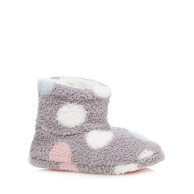 Grey polka dot slipper boots
